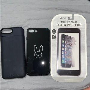 iPhone 8 Plus cases + recharging case + protector